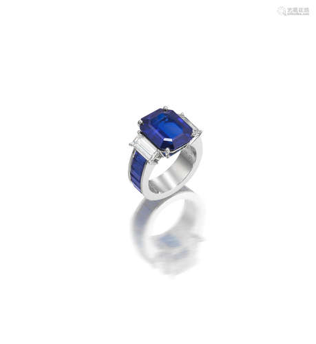 A Sapphire and Diamond Ring