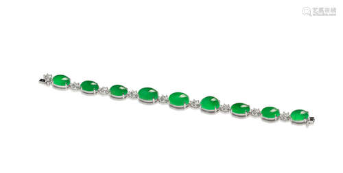 A Jadeite and Diamond Bracelet