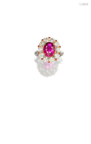 A Ruby and Diamond Cluster Ring