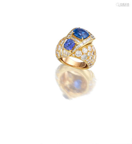 A SAPPHIRE AND DIAMOND DRESS RING,  BY M GÉRARD,  CIRCA 1980