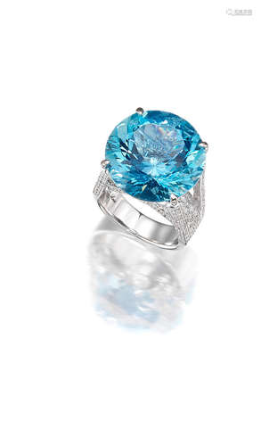 An Aquamarine and Diamond Dress Ring, by Alexander Laut