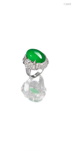 A Jadeite and Diamond Ring