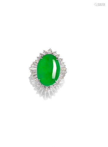 A Jadeite and Diamond Ring