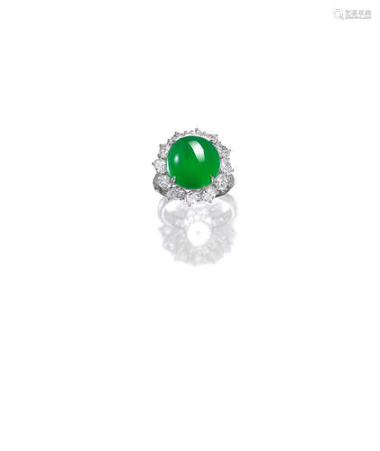 A Jadeite and Diamond Ring