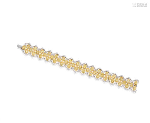 A Coloured Diamond and Diamond Bracelet, by Canary Star