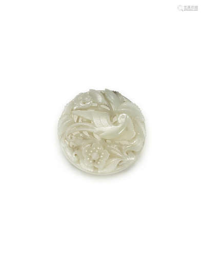 Song/Jin Dynasty A pale green jade reticulated 'bird and flowers' plaque