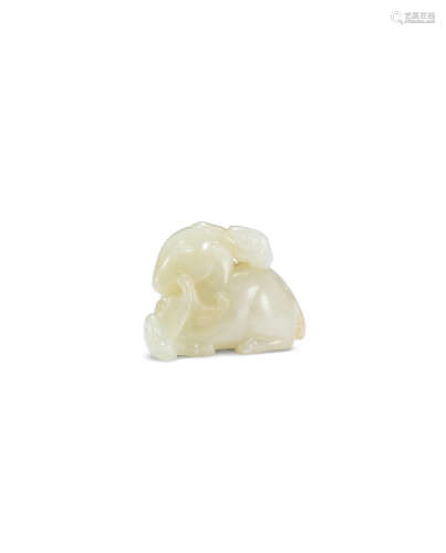 Yuan/early Ming Dynasty A fine white jade carving of a deer