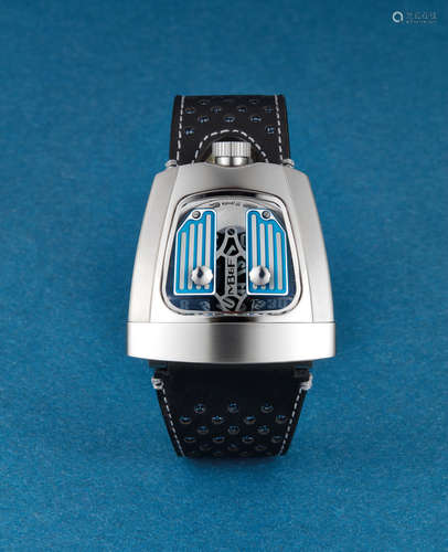 MB&F, A Very Rare Limited Edition Stainless Steel and Titanium Digital Jumping Hours Automatic Wristwatch with Superluminova Plates to the Movements- First Time in Auction