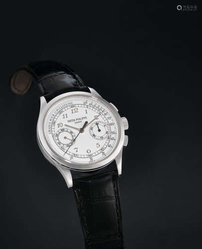 Patek Philippe, A Fine White Gold Chronograph Wristwatch with Pulsations Scale