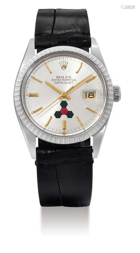 Rolex, A Rare Stainless Steel Automatic Wristwatch with Date and Special Dial with Unusual Scientific Logo