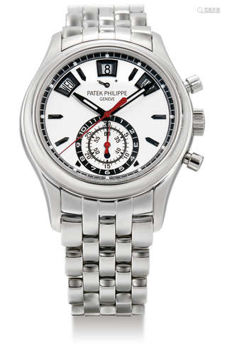 Patek Philippe, A Fine Stainless Steel Automatic Annual Calendar Flyback Chronograph Wristwatch with Bracelet