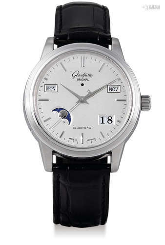 Glashütte Original, A Stainless Steel Automatic Perpetual Calendar Centre Seconds Wristwatch with Moon-Phases and Leap Year Indication