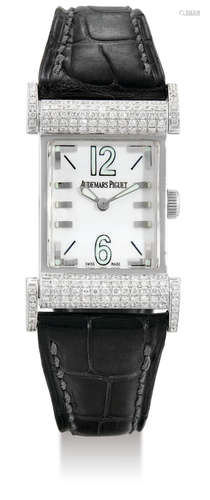 Audemars Piguet, A Lady's White Gold and Diamond-Set Rectangular Wristwatch