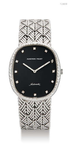 Audemars Piguet, A White Gold and Diamond-Set Oval Automatic Bracelet Watch