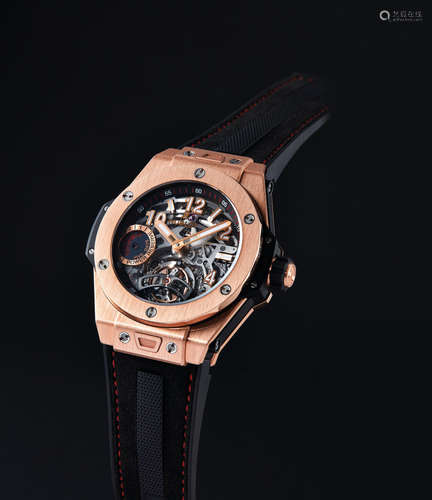 Hublot. A Rare and Impressive Limited Edition King Gold and Titanium Skeletonised Tourbillon Wristwatch with 5 Day Power Reserve