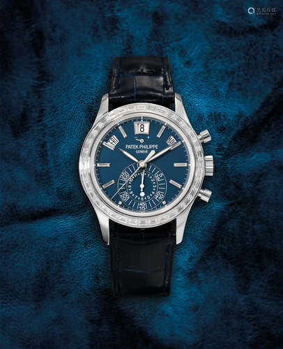 Patek Philippe, A Rare Platinum and Diamond-Set Automatic Annual Calendar Chronograph Wristwatch