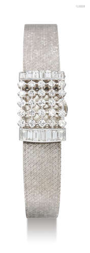 Patek Phillipe, A Lady's White Gold Bracelet Watch