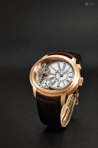 Audemars Piguet, A Rare and Unusual Pink Gold Quadrennial Calendar Wristwatch with Special Audemars Piguet Escapement and White Enamel Dial