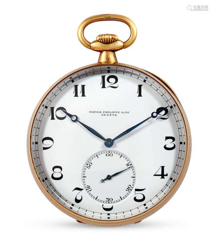 Patek Philippe, A Yellow gold open-faced keyless pocket watch