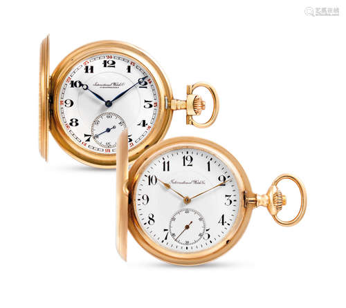 International Watch Co., Two Pink Gold Hunter Case Keyless Pocket Watches