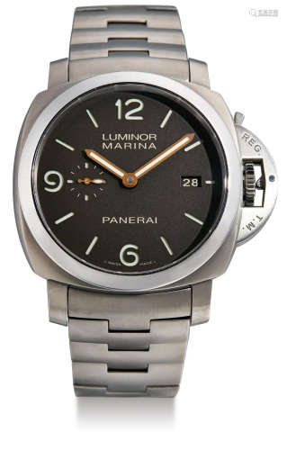 Panerai, A Limited Edition Titanium Automatic Cushion-Form Wristwatch with Date and Bracelet