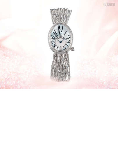 Breguet, A Rare Lady's White Gold and Diamond-Set Automatic Wristwatch with Bracelet and Mother-of-Pearl Dial