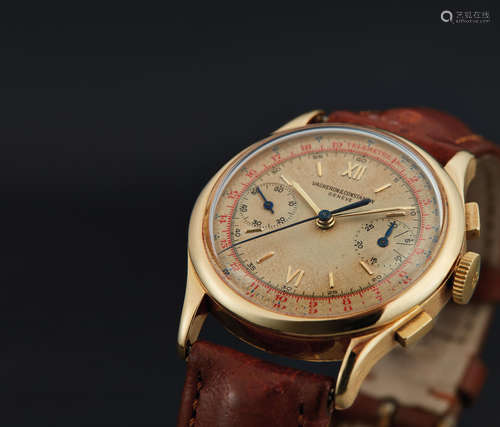 Vacheron Constantin, A Fine Yellow Gold Chronograph Wristwatch with Telemetric and Tachymetric Registers