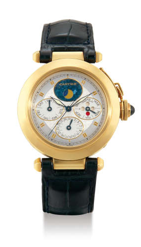 Cartier, A Yellow Gold Automatic Perpetual Calendar Wristwatch with Moonphases and Leap Year Indication