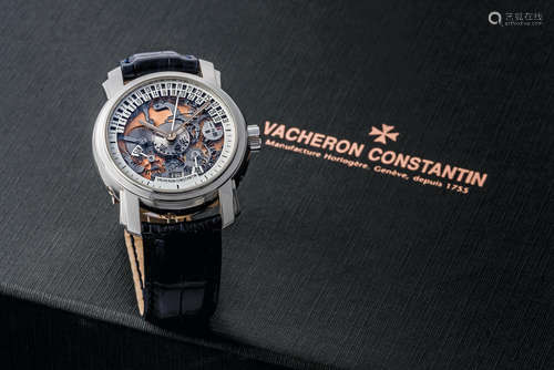 Vacheron Constantin, A Rare Platinum Semi-Skeletonised Automatic Perpetual Calendar Wristwatch with Retrograde Date