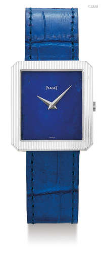 Piaget, A White Gold Rectangular Wristwatch with Lapis Lazuli Dial