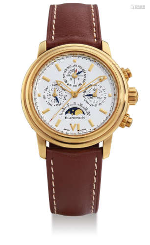 Blancpain, A Yellow Gold Automatic Perpetual Calendar Chronograph Centre Seconds Wristwatch with Moon-Phases