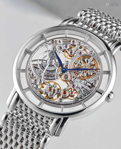 Patek Philippe, A Rare White Gold Automatic Skeletonised WristWatch with Bracelet