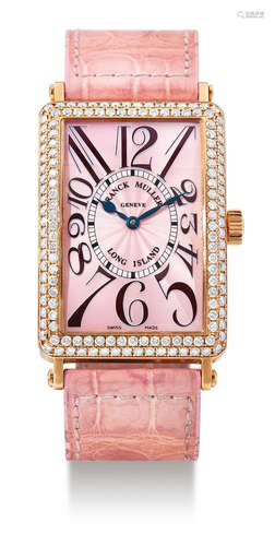 Franck Muller, A Large Pink Gold and Diamond-set Automatic Wristwatch with Pink Dial