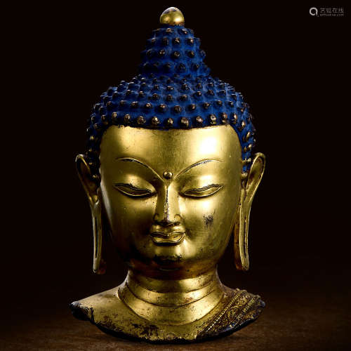 銅鎏金釋迦牟尼佛頭