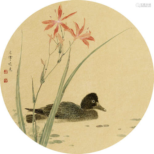 张晓彦（b.1975） 花鸟 纸本设色 镜框