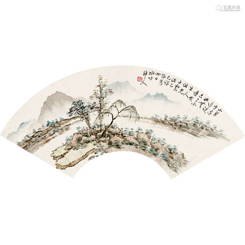 1929 年作 徐世昌（1855-1939） 山水 纸本设色 镜心