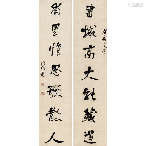 何绍基（1799-1873） 书法对联 纸本水墨 立轴