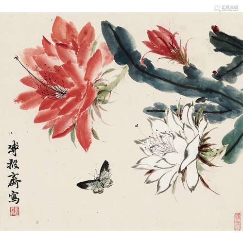 溥僩（1901-1966） 蝶恋花 纸本设色 镜框