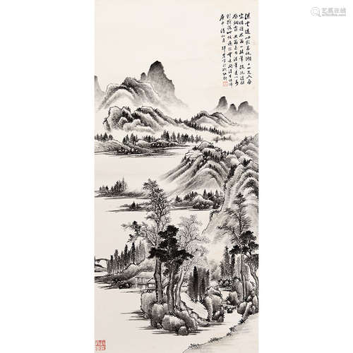 1920 年作 秦宝瓒（1856-1928） 山水 纸本水墨 立轴