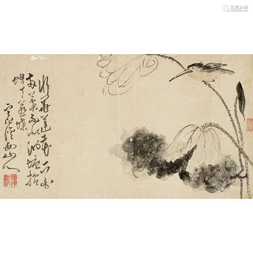 黄慎（1687-1768） 花鸟 纸本设色 镜片