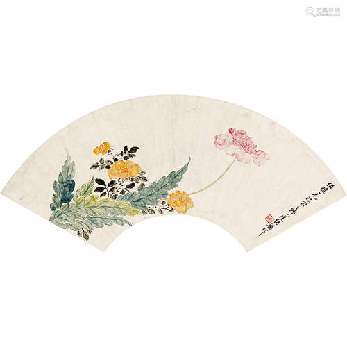 张小蓬（1812- ？） 花卉 纸本设色 硬卡