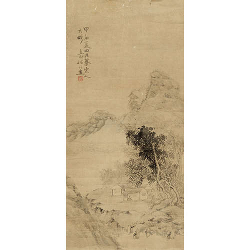 1894 年作 任预（1853-1901） 山水 纸本水墨 镜片