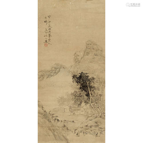 1894 年作 任预（1853-1901） 山水 纸本水墨 镜片