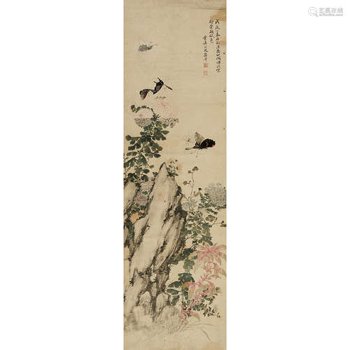 1688 年作 恽寿平（1633-1690） 花蝶 纸本设色 镜心