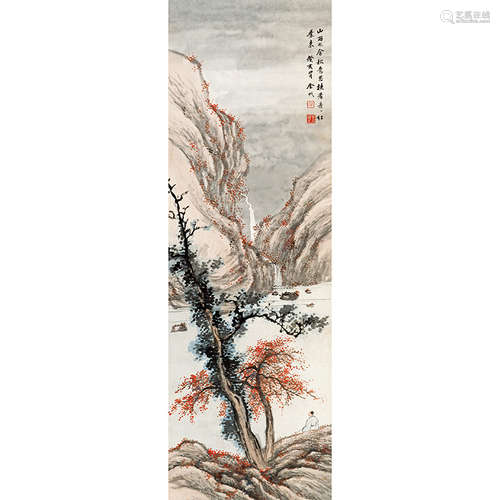 1923 年作 金北楼（1878-1926） 山水 纸本设色 立轴