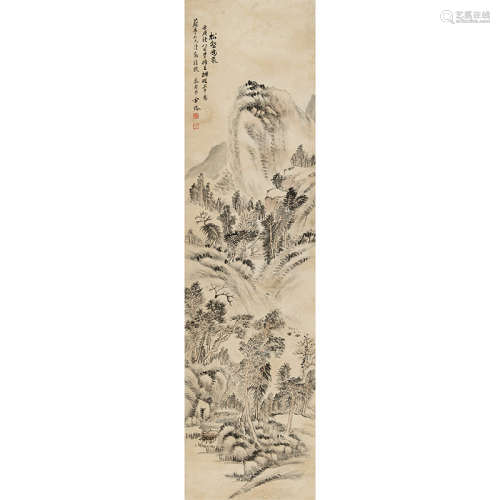雷恪（1881- ？） 松壑鸣泉 纸本设色 立轴