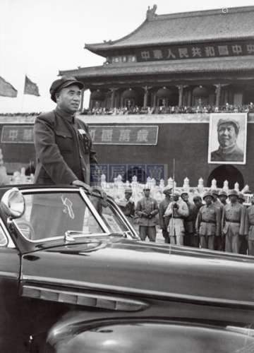 石少华 1949年 朱德总司令在天安门广场阅兵 银盐纸基