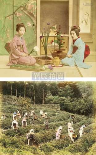 1870-1890s 佚名 日本风景民俗蛋白（50张） 蛋白照片 手工上色