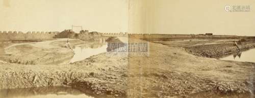 费利斯·比托 1860年 被攻占后的塘沽炮台全景（2张） 蛋白照片