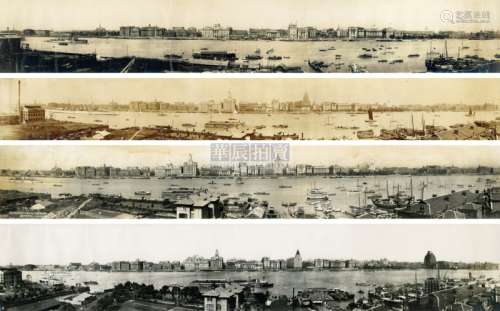 1925-1935年 佚名 民国各时期上海外滩全景长卷（4张） 银盐纸基
